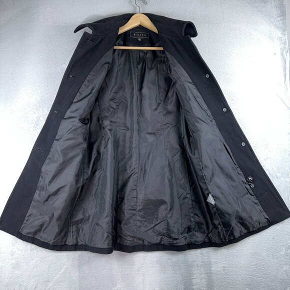 Giacca Gallery Wool Coat Button Down 3/4 Sleeves Womens Black Size Medium - Picture 3 of 11